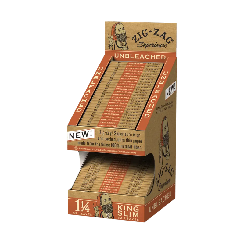 Zig-Zag Unbleached Paper Display - 1 1/4 & King Slim